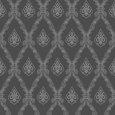 Seamless lined pattern thai art background decoration. vector