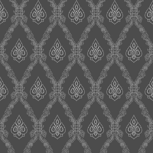 Seamless lined pattern thai art background decoration. vector