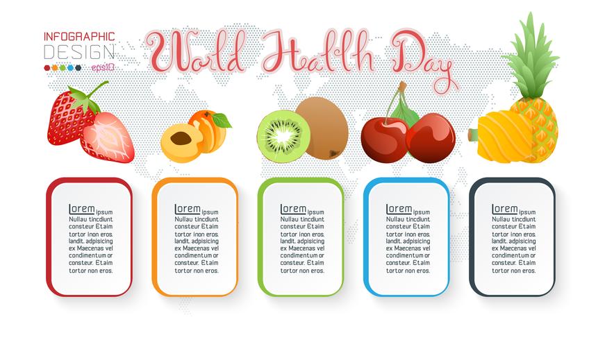 Fruits collection for world health day. vector