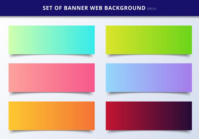 Conjunto de banner web plantilla encabezado diseño vibrante fondo degradado. vector