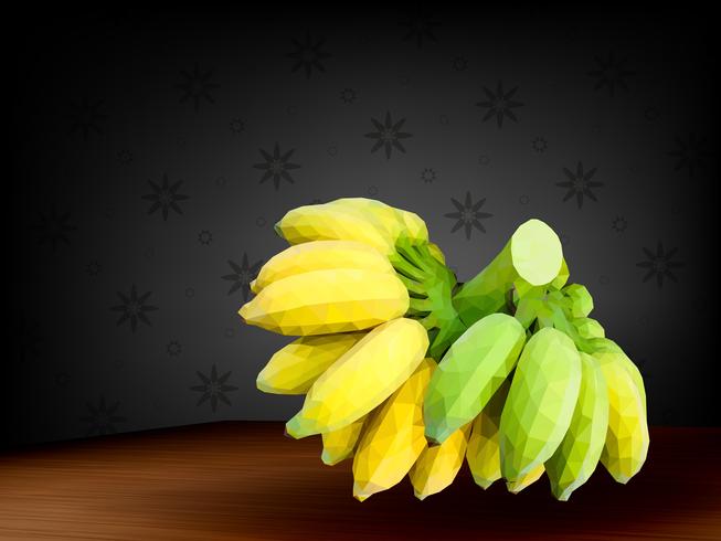 Polygon banana vector on dark background