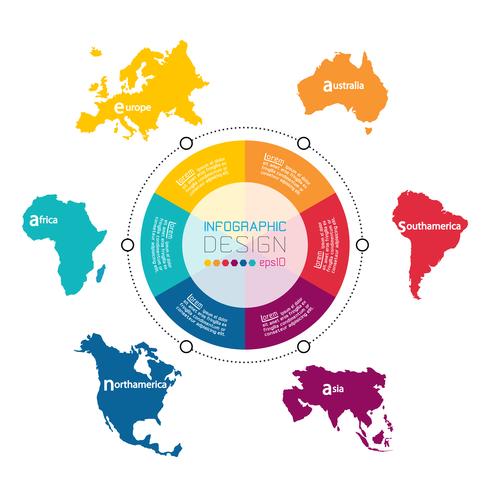 Continental infographics information on vector graphic art.