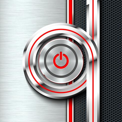 Power on and off button  on monochrome solid material sheet. vector