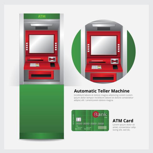 ATM Automatic Teller Machine with ATM Card Vector Illustration 