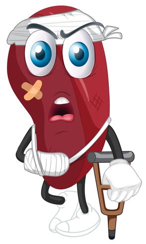 An injured lung on white background vector