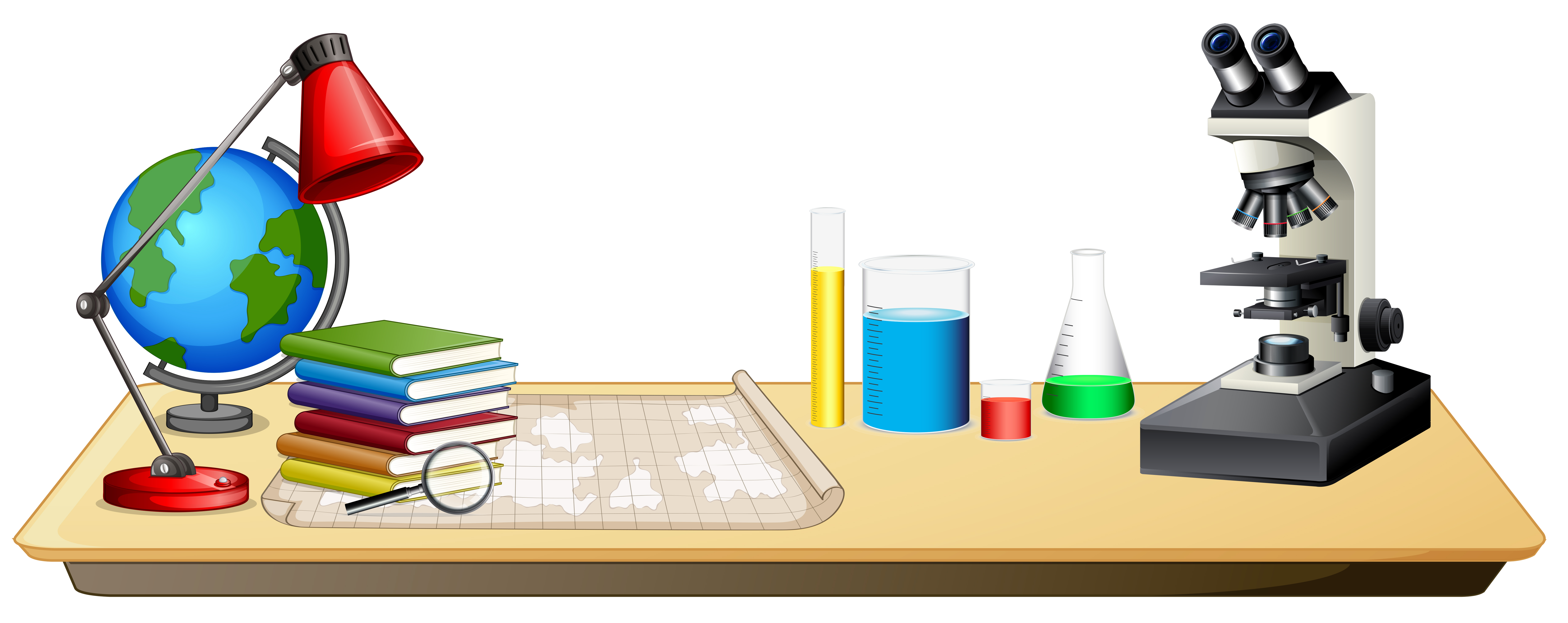 Educational objects on a table 538592 Vector Art at Vecteezy