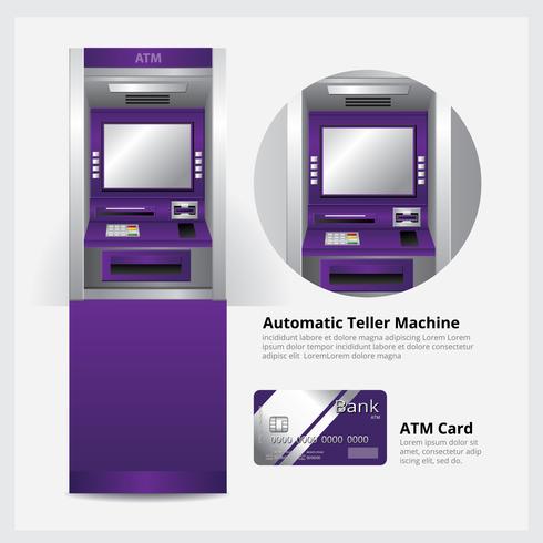 ATM Automatic Teller Machine with ATM Card Vector Illustration ?
