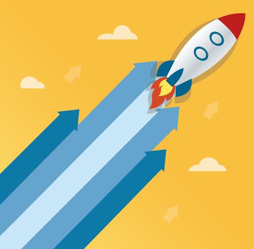 the rocket on arrow icon, start up concept illustration  vector