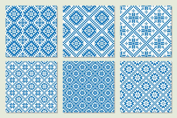 Ethnic nordic patterns set collection Vector illustration.