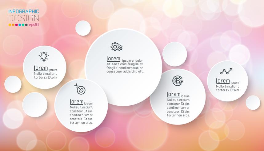 Circles infographics with bubbles soap on pink background. vector