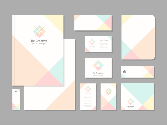 Pastel Geometric Corporate Identity Template Set vector
