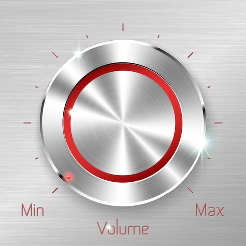 Monochrome volume button on metallic sheet background. vector