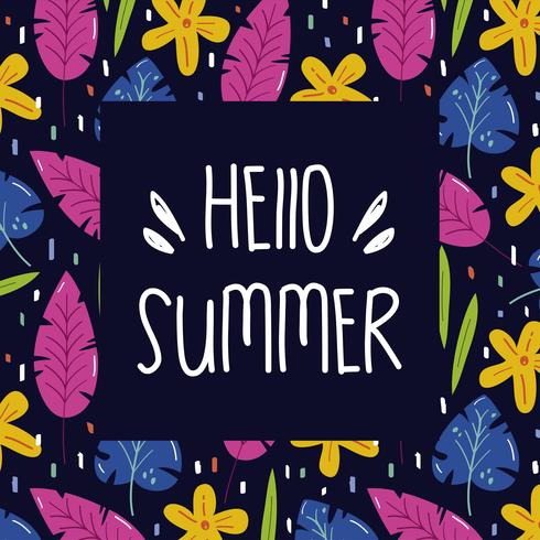 Floral summer frame vector