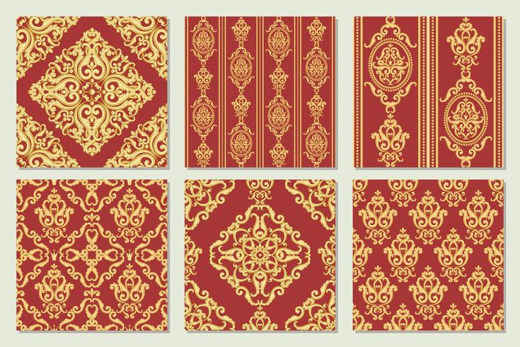 Collection of damask patterns vector