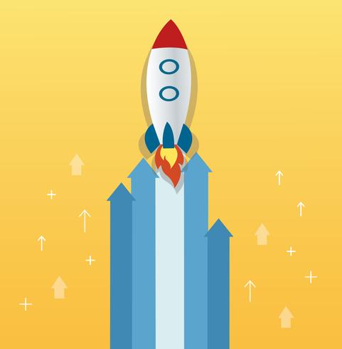the rocket on arrow icon, start up concept illustration vector