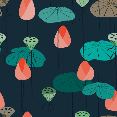 Seamless background lotus in pond. vector