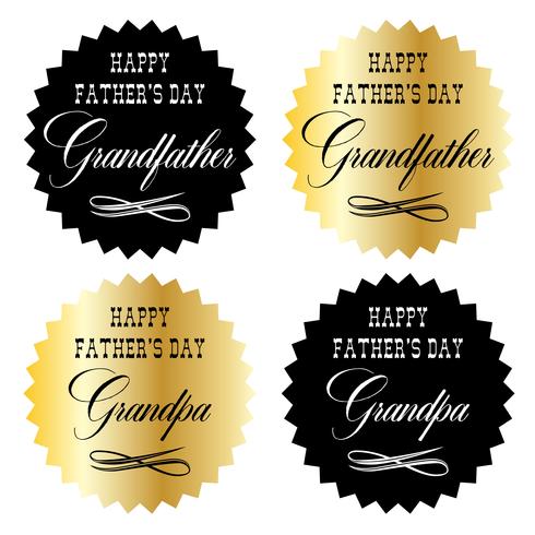 happy fathers day grandfather gold and black graphic emblems vector