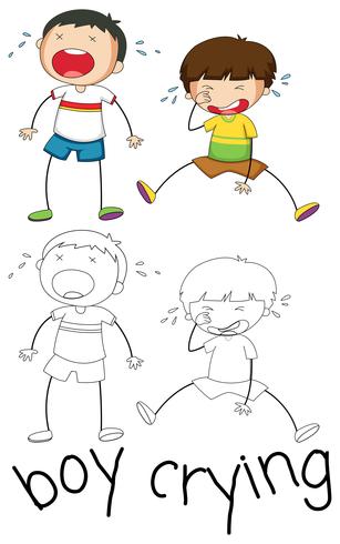 Doodle graphic of boy crying vector