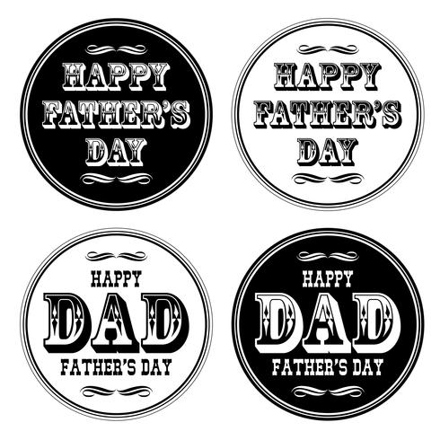 happy fathers day ornate typography black white circles vector