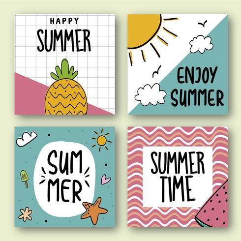 Summer card collection vector