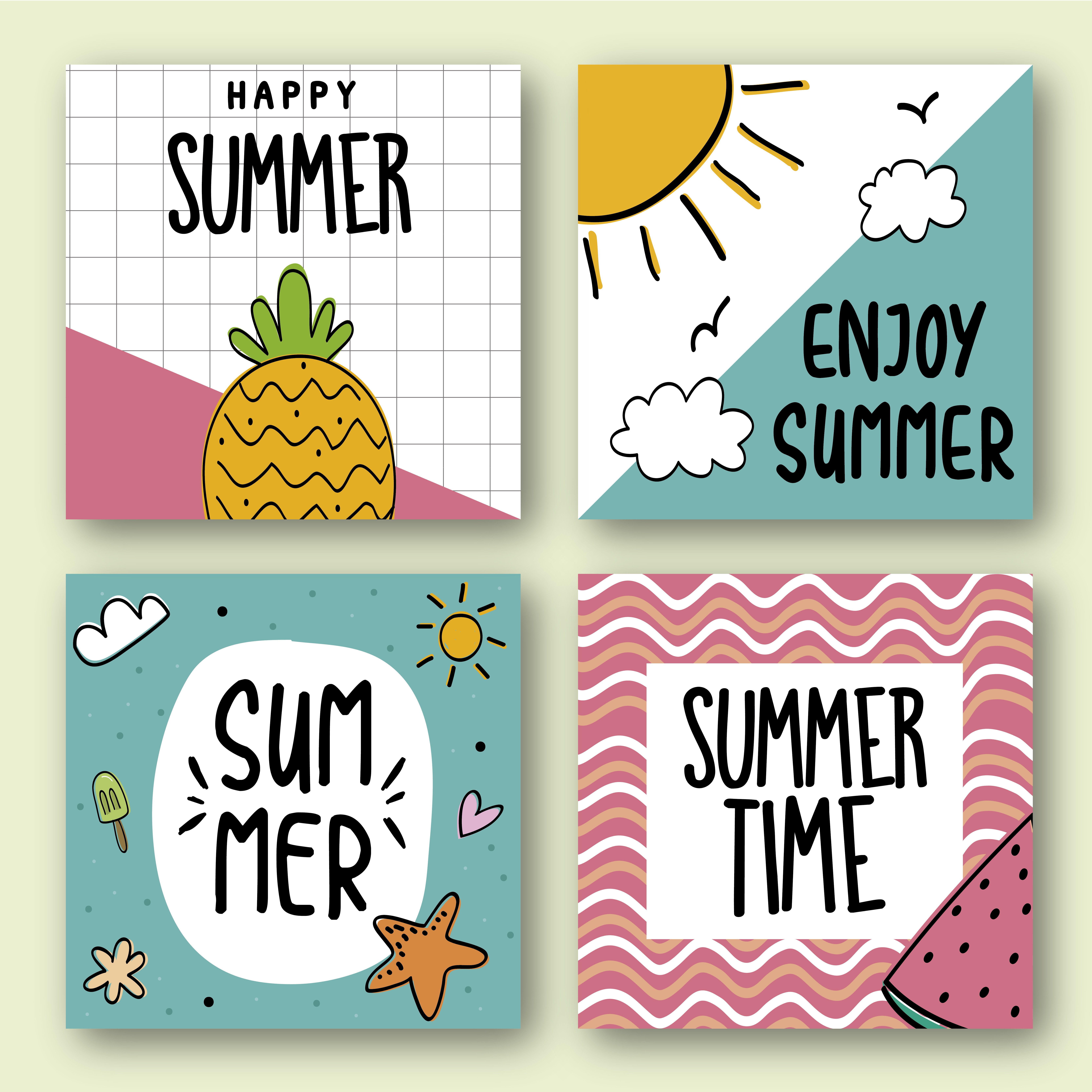 summer-card-collection-538684-vector-art-at-vecteezy