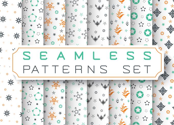 Seamless Geometric Patterns Set. Vector illustration.