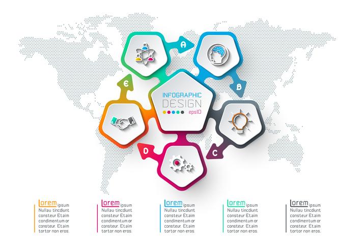 Pentagons label infographic vector
