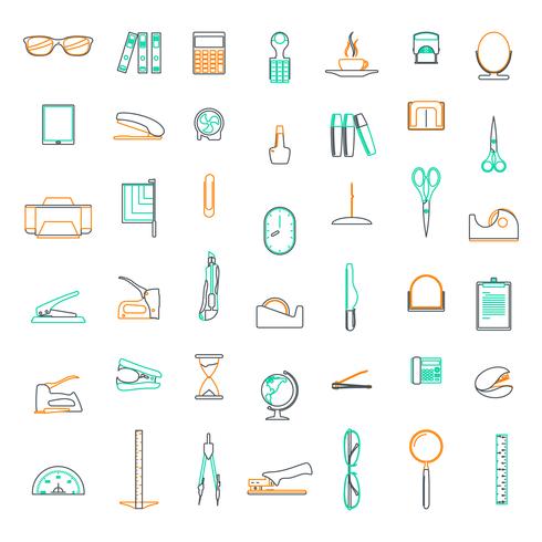 Vector line icons Set in flat design office and business with elements for mobile concepts and web apps.