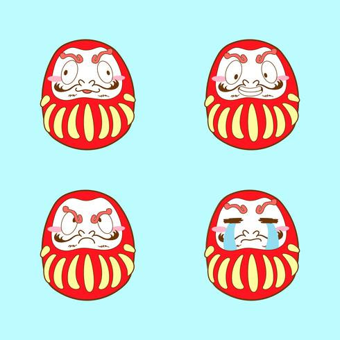 japan cute dakuma emoji vector set