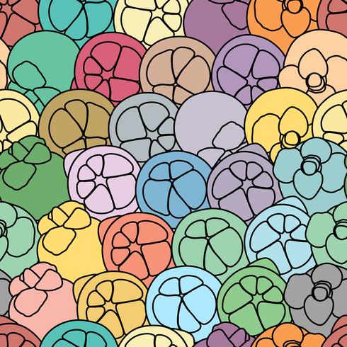 Mangosteen vector art seamless background.