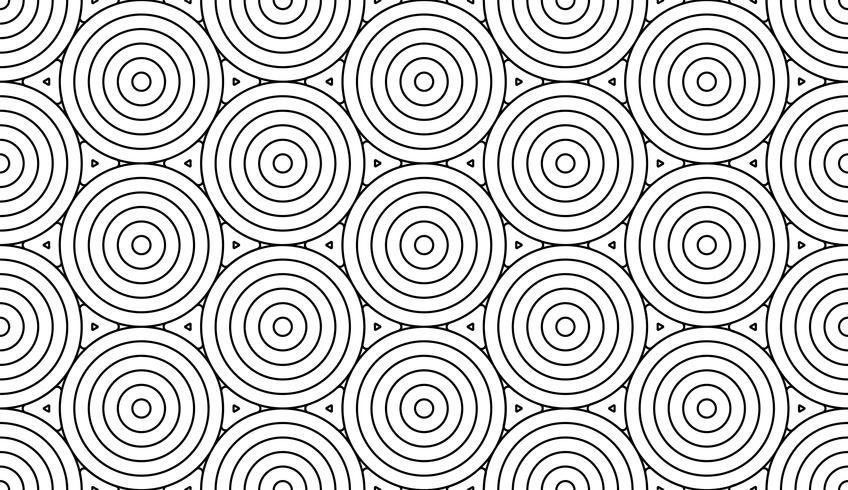 Monochrome doodle art deco abstract seamless background with circles stroke line. vector