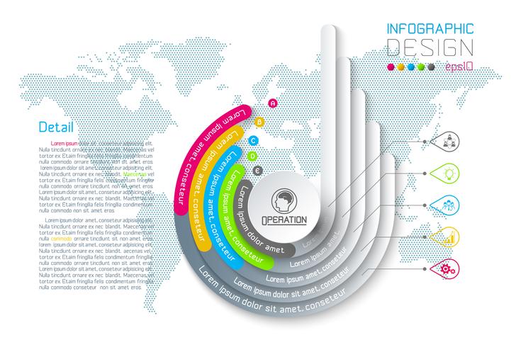 Papiroflexia del círculo de Infographics del negocio con el ejemplo del vector del estilo de la sombra.