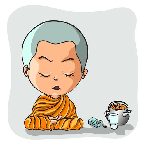 Novice sitting for concentration. vector