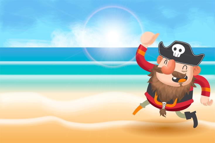 cute pirates cartoon background vector