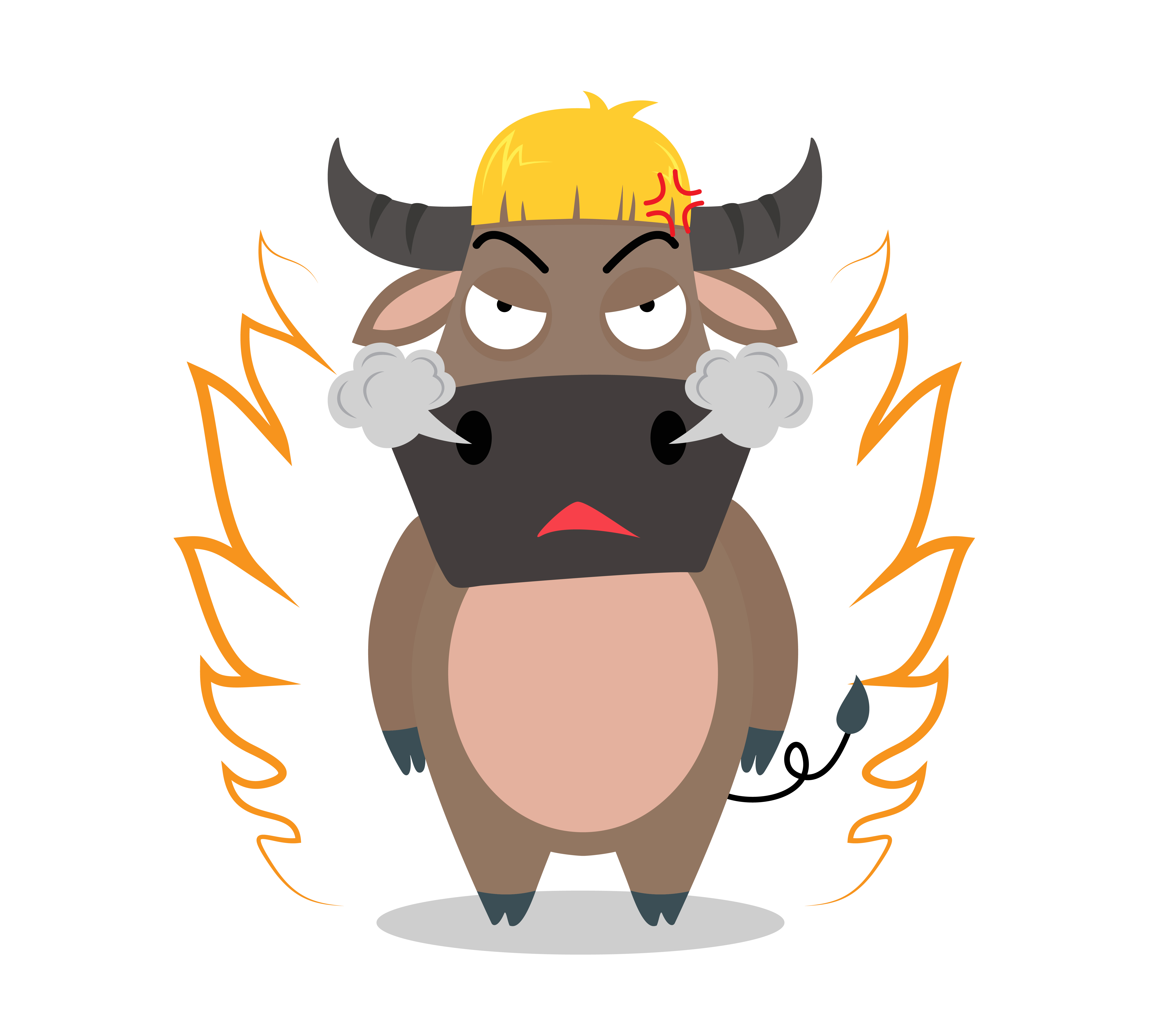 Download Angry buffalo cartoon character on white background ...