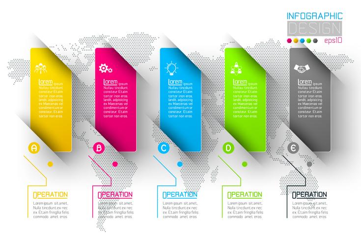 Infografía de negocios con 5 pasos. vector