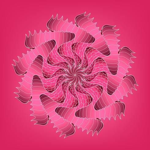 Fractal line spiral with red background. vector