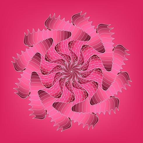 Fractal línea espiral con fondo rojo. vector