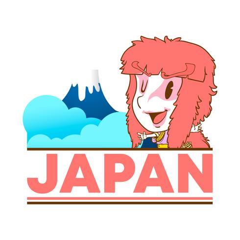 Japón lindo doodle etiqueta y fondo vector