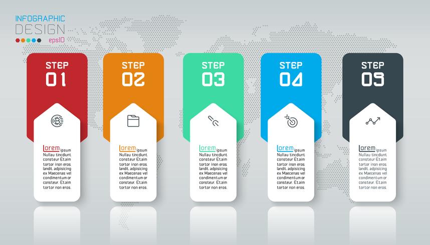 Infografía de negocios con 5 pasos. vector