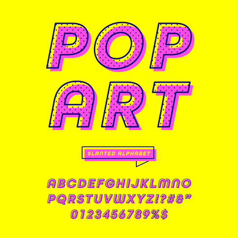 Slanted Pop Art Alphabet Vector