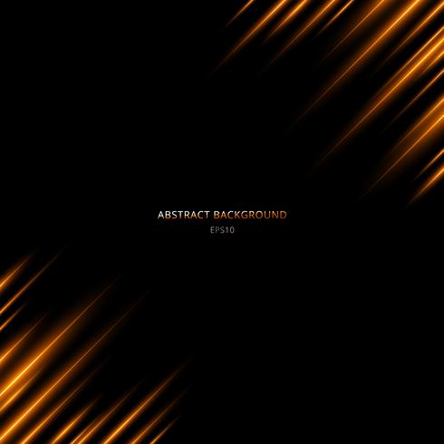 Abstract yellow or orange light line glowing neon motion on black background. Laser beams of lighting motion. vector