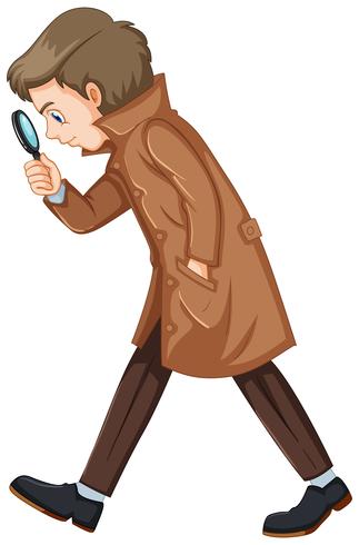 Detective en abrigo marrón vector