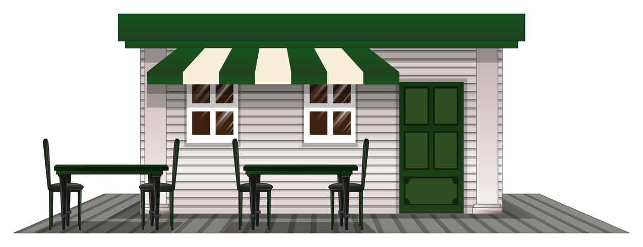 Coffee shope with green door and roof vector