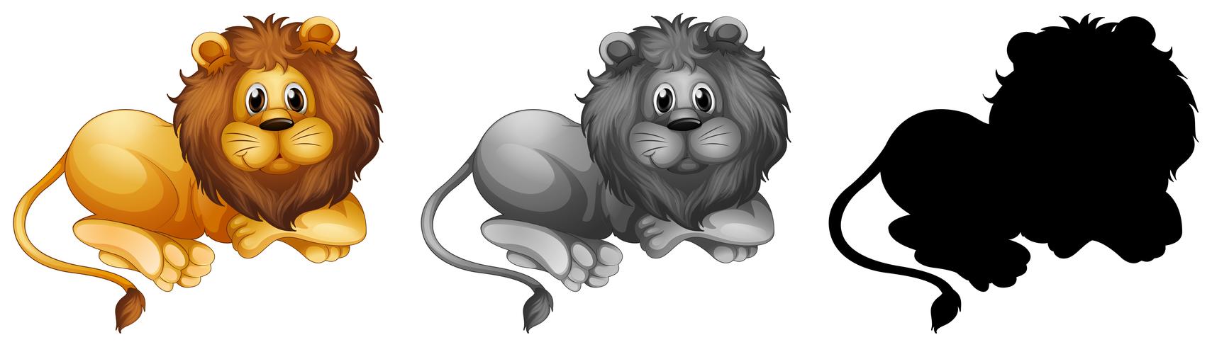 Set of male lion character vector
