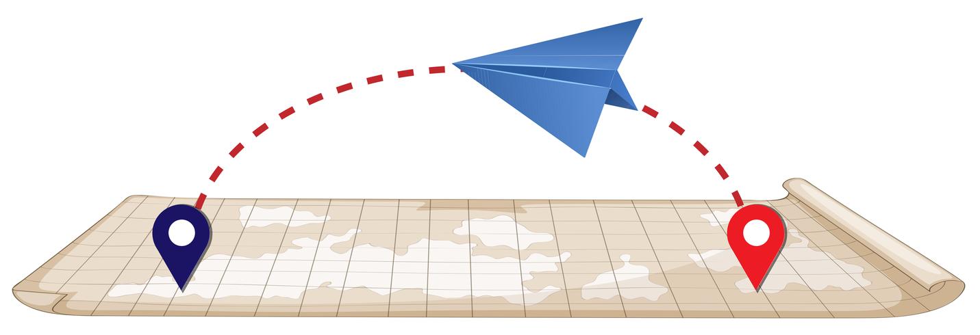 Paper plane and map vector