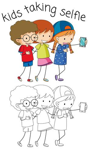 Boy and girl taking selfie vector