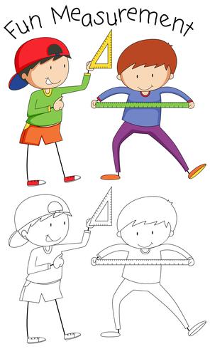 Doodle boy with math tools vector