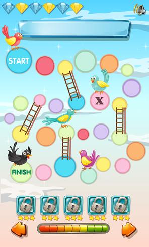 Game template with birds in the sky vector