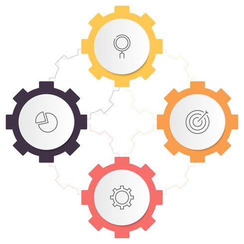 Diagrama de infografías con 4 pasos, opciones o procesos. Plantilla de negocio de vector para la presentación. Visualización de datos empresariales.